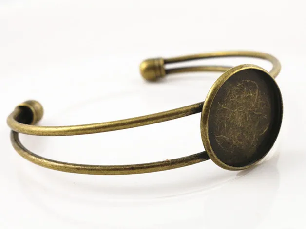 

High Quality 20mm Bronze Plated Bangle Base Bracelet Blank Findings Tray Bezel Setting Cabochon Cameo (L1-24)
