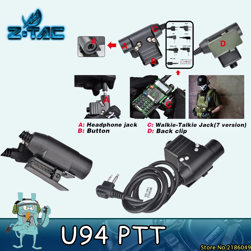 

Z Tactical U94 PTT for Kenwood/ Midland/ ICOM Plug Tactical Headset Accessory PTT U94 Kenwood Headphone Airsoft Accessories Z113