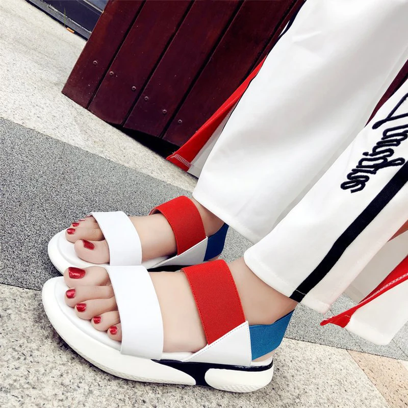 

2018 European Fashion Rome beautiful adult sandals Hook&Loop Beautiful Leisure women shoes casual elegant shoes woman