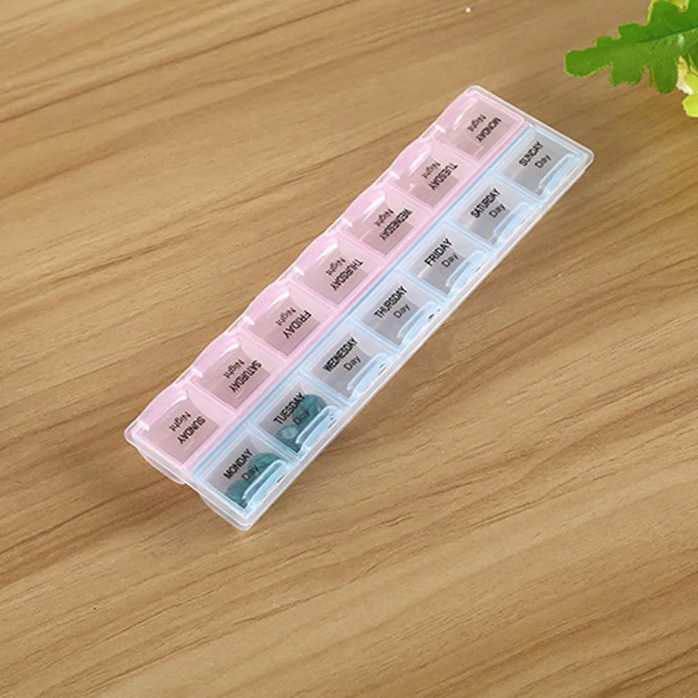 

7 Day Pill Box Medicine Tablet Dispenser Organizer Weekly Storage Case for AM PM 14 Grids Pill Boxes Easy Carry For Vacation S10