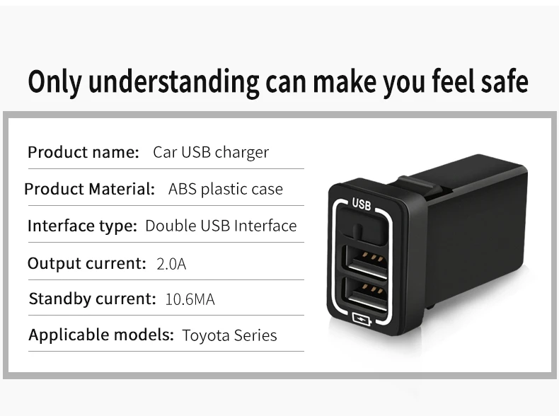 Автомобильное USB зарядное устройство Быстрая зарядка 2.0A 220 В 2 порта USB2.0 для iphone Micro usb type C Зарядка для телефона Toyota все модели универсальные