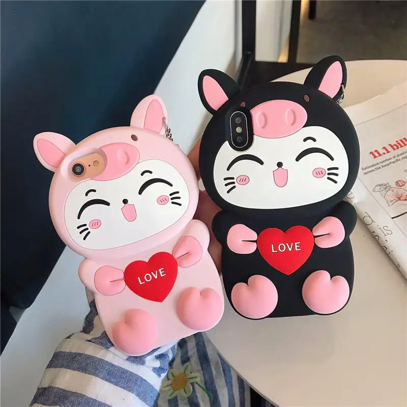 

Cute 3D Cartoon Cat Silicon Case For OPPO F5 A73 Cover OPPO R17 coque For OPPO A3 A5 A7 A7X A79 R11S F9 Phone cases
