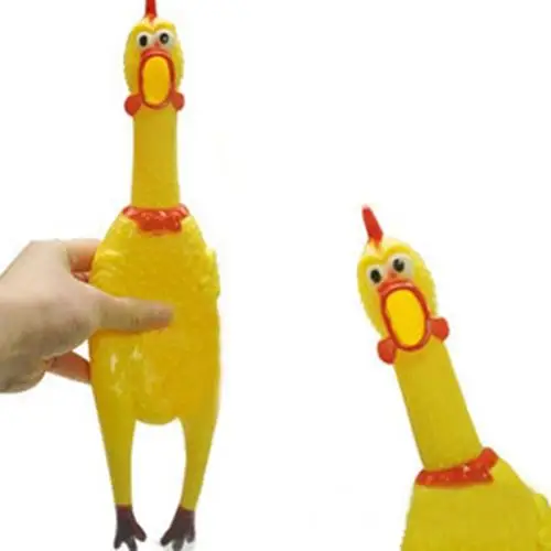 POP товара! 17 см желтая кричащая резиновая курица собака игрушка пищалка жевательный подарок Рождественский подарок, Резиновые кричащий цыпленок Pe