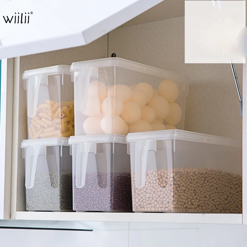 

Wiilii Plastic Refrigerator Storage Box Vegetable Fruit Grains Beans Food Storage Container Boxes With Handle Kitchen Organizer