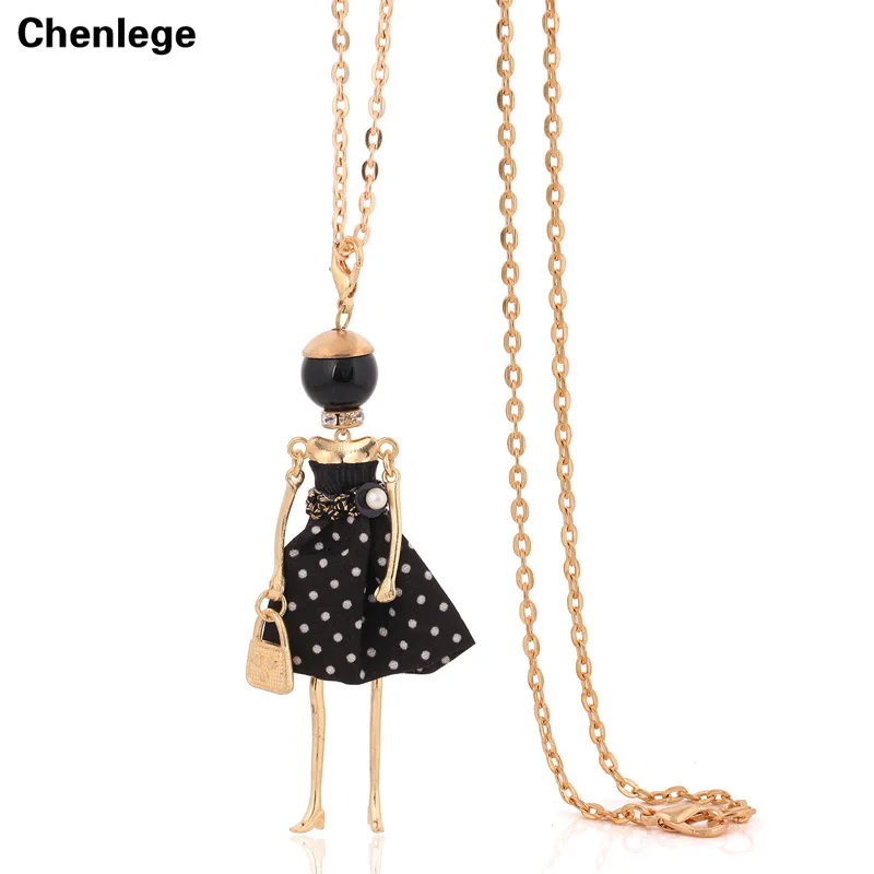 

hot sale necklace for women fashion collar french paris girl big doll pendant vintage long chain dress necklace choker jewelry