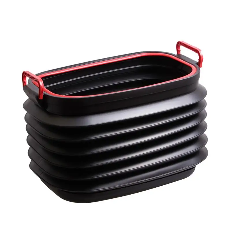 

Fashion Car Trunk Foldable Rubbish Container Portable Retractable Plastic Water Barrel Organizer Box with Cover 37L (Black)