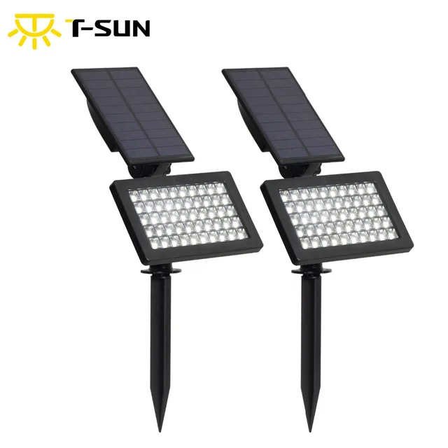 T Sun 2 Pack Adjustable Outdoor Solar Lamp 50 Leds Solar Garden Led