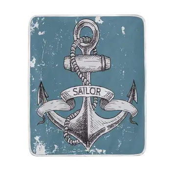 

Vintage Nautical Anchor with Rope Blanket Soft Warm Cozy Bed Couch Lightweight Polyester Microfiber Blanket Throw