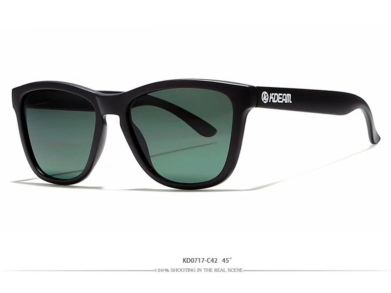 Мужские антибликовые солнечные очки KDEAM, повседневные уличные поляризационные очки, солнцезащитные очки с черным чехлом и линзами ярких цветов - Цвет линз: C42
