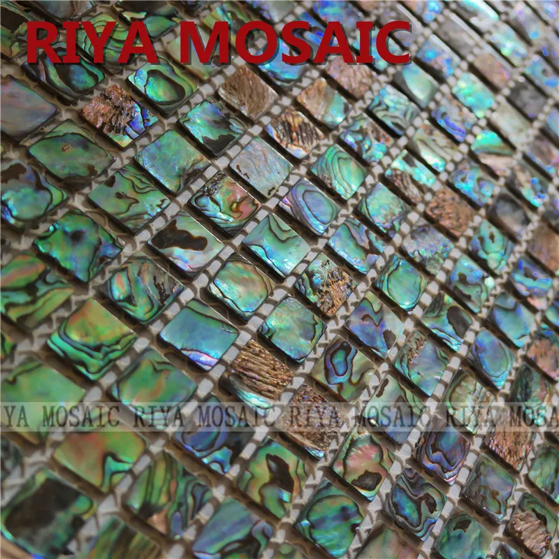 Free Shipping RIYA 15mm abalone paua sea shell natural color shell mosaic tile for interior house decoration wall tile 11pcs/lot