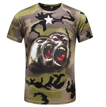 

New 2018 Unisex Digital Roaring orangutan star T Shirts Camo T-Shirt Hip Hop Skateboard Street Cotton T-Shirts Tee Top Top #G4