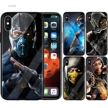 Cartoon Tempered Glass Hard Case for Apple iPhone 8 7 6 6S Plus X XS MAX XR Mortal Kombat Print Silicone Back Cover Coque