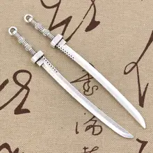 2 шт амулеты самурайский меч 107x10 мм антикварное изготовление кулон подходит, винтажная тибетская Серебряная бронзовая, DIY ювелирные изделия ручной работы