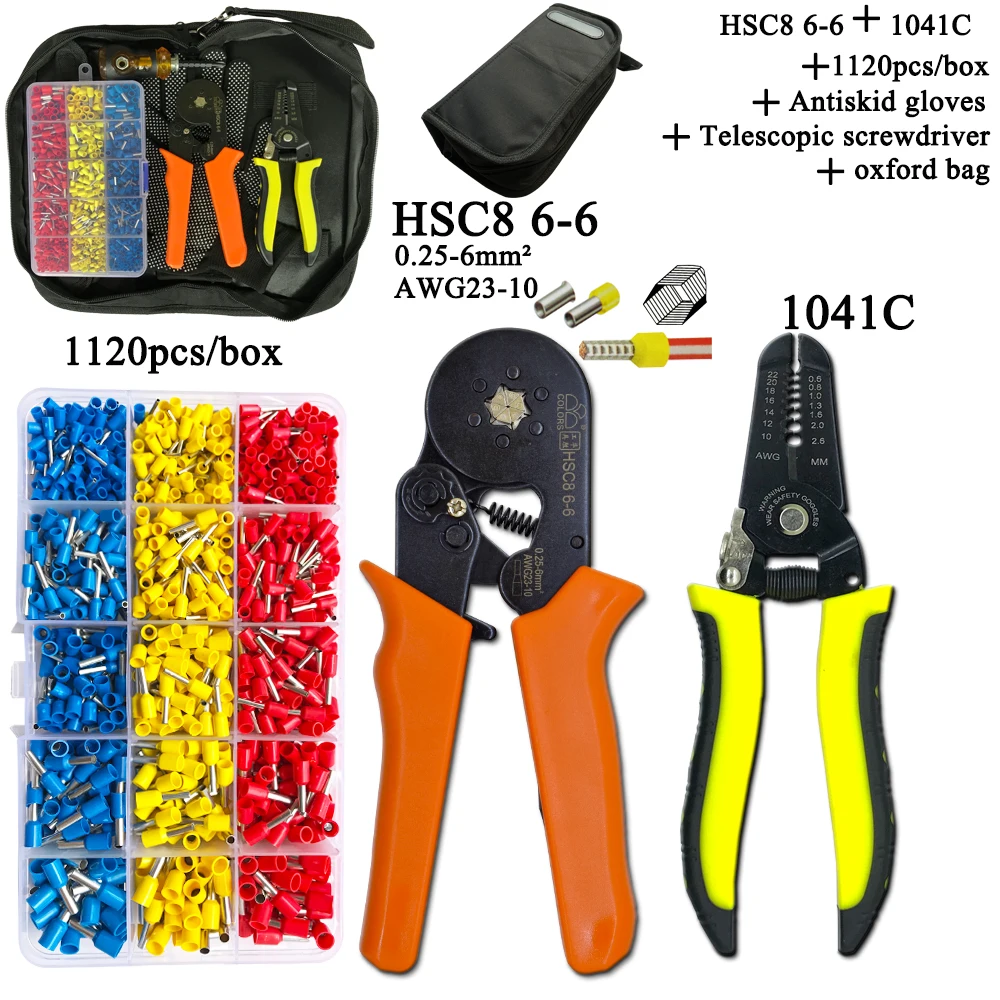 HSC8 pliers kit 6 6 0.25 6mm2 D2 wire cutting pliers tube type terminal box electrical clamp