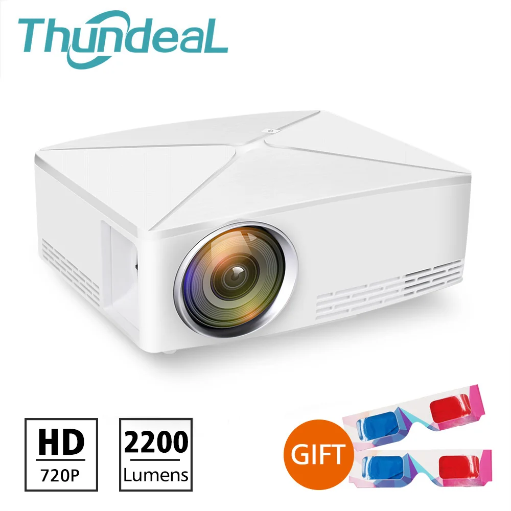 Koop ThundeaL GP70 Upgrade TD80 Mini LED Projector 1280x720 Draagbare HD HDMI Video C80 3D LCD (TD80UP Android wiFi Beamer Optioneel)