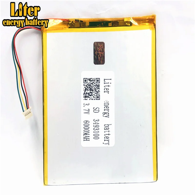 1 0 мм 5pin разъем 3 7 В 3493100 3595100 6000 мАч аккумуляторная lipo батарея литий ионный
