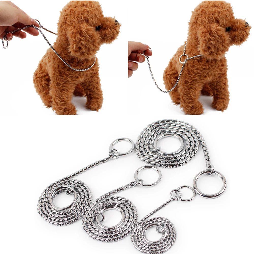 

35cm,40cm,55cm,60cm New Dog Training Collars Snake P Choke Collar Metal Copper Sliver Color Chain For Dogs