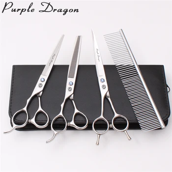 

7" 19.5cm Left-Hand Purple Dragon JP Stainless Animal Grooming Shears Cutting Shears Thinning Scissors Dogs Pets Scissors Z3006