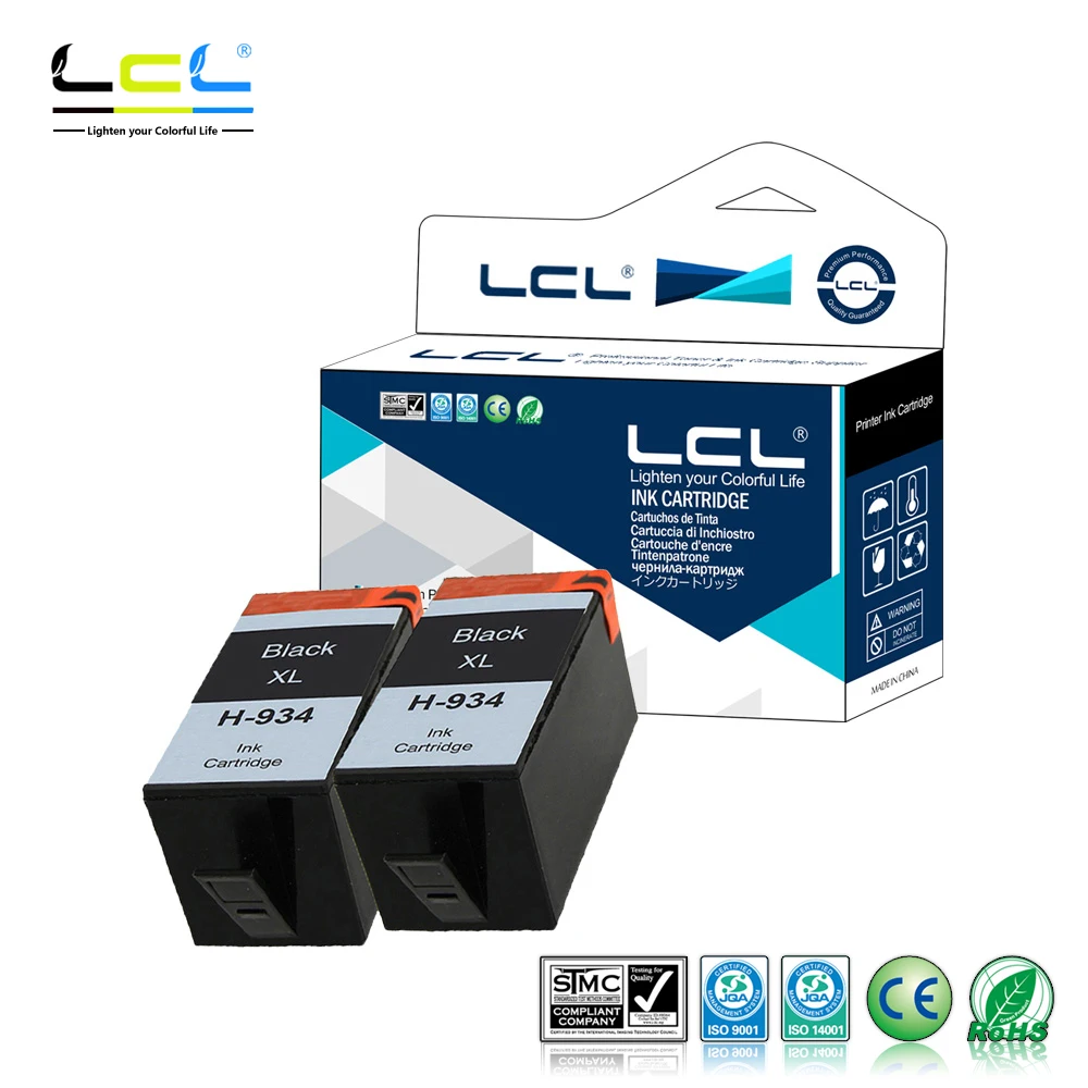 LCL 934XL 934 XL 2 Pack Black Ink Cartridge Compatible for HP Officejet Pro 6830 6230