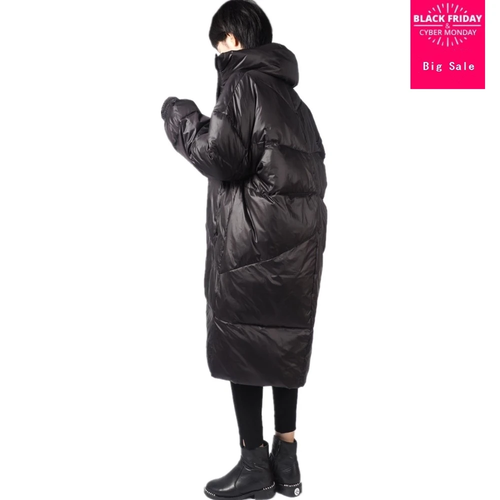 

Winter fashion brand good quality high collar ower the knee longer duck down coat female plus size thicker warm down coats wq524