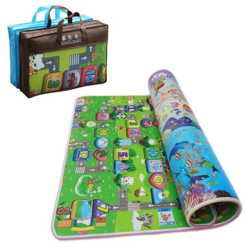 Colorful Baby Playmat Living Room Baby Room Floor Carpet Rug 3 layers Double/Single Side Baby Crawling Pad Play Mat Game Blanket