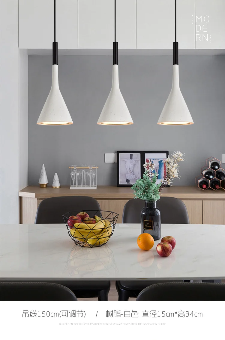 Nordic алюминиевый подвесной светильник бар ресторан лампа простая современная спальня смола освещение столовая огни гостиная кулон