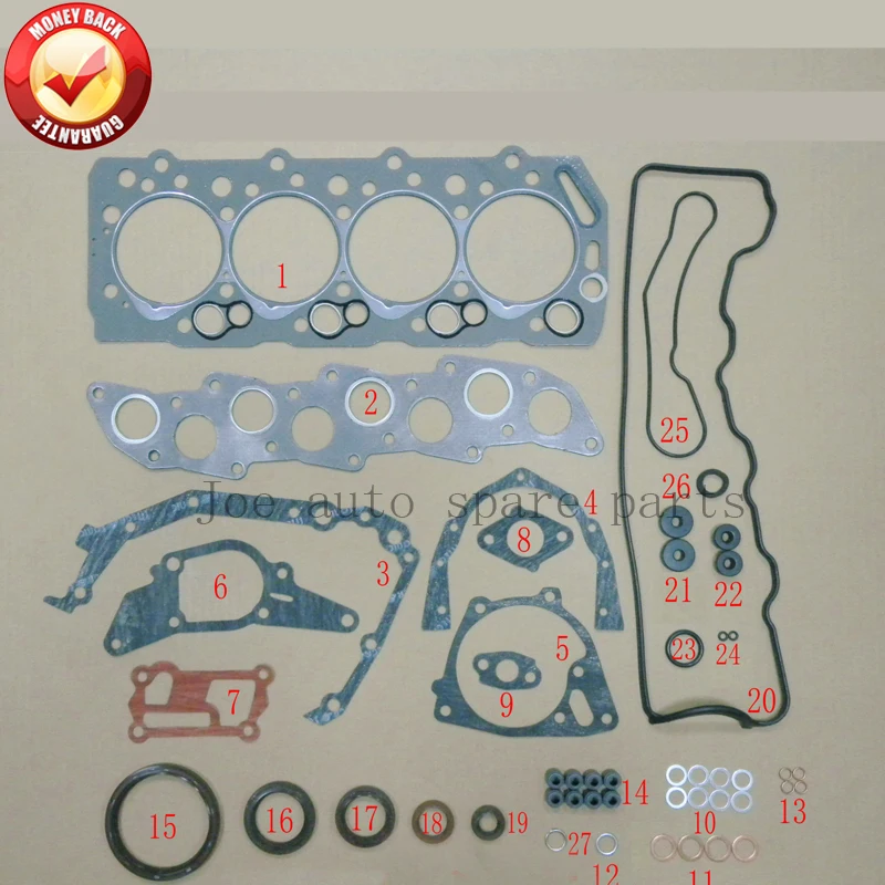 Полный комплект прокладок двигателя D4BF 4d56 4d56t для HYUNDAI H100 L200 2.5L 20910-35A10 20910-42A00 20910-42A10