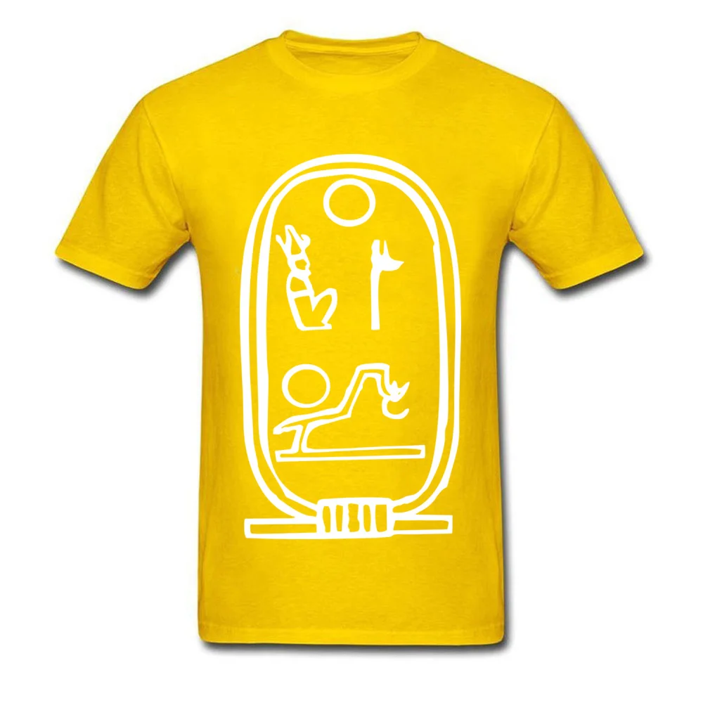 Fashionable T Shirts Newest Round Neck Egyptian Hieroglyph Ancient Pure Cotton Men T Shirt Design Short Sleeve Sweatshirts Egyptian Hieroglyph Ancient yellow