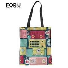 FORUDESIGNS/женская сумка-шоппер с принтом в винтажном стиле; большие сумки-тоут из хлопка; Повседневная многоразовая сумка-шоппер для женщин