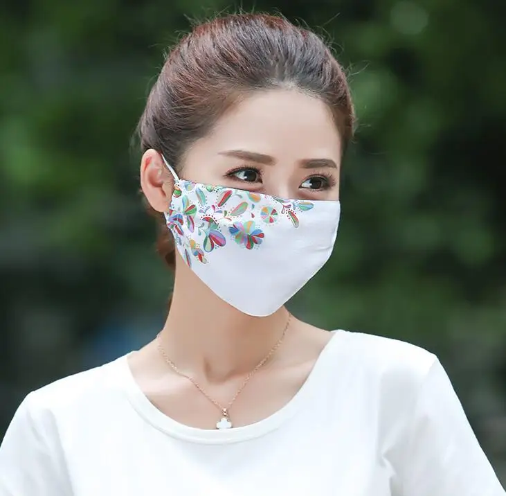 

Men Women spring summer 100% silk sunscreen mask lady's dust protection breathable silk satin plus size mask mouth-muffle R1510
