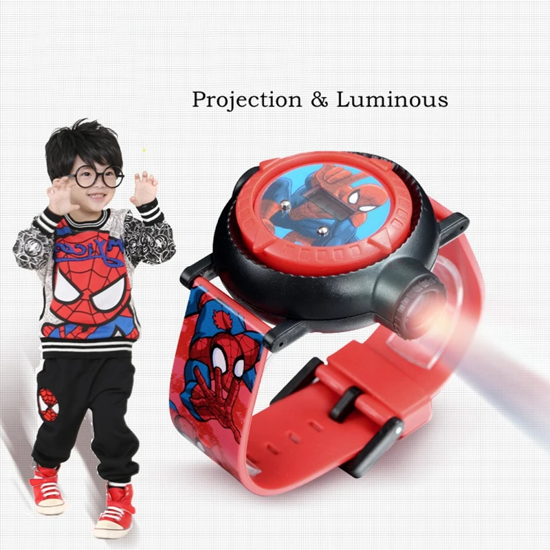 Подлинная MARVEL Человек-паук проекционный светодиодный цифровые часы Детские крутые часы с героями мультфильмов подарок на день рождения Дисней мальчик девочка игрушечные часы