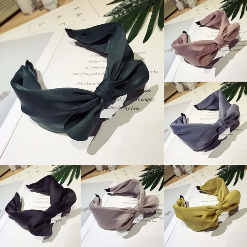 

Bow Knot Cross Knotting Hairband Wide Sweet Women Ladies Pure Color Hair hoop Ribbit Ear Head Band Cute Solid Headwrap