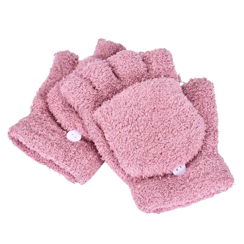 KLV женские и женские теплые зимние перчатки без пальцев, варежки z0913 - Цвет: PK