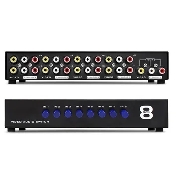 

8 In 1 Out Composite Video Audio 3 RCA AV Switch Box Selector Repeater 8 Ports Video Audio Splitter Conventer For HDTV LCD DVD
