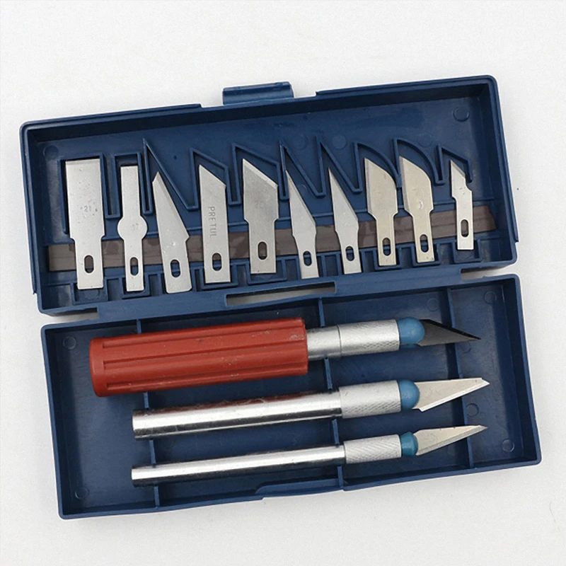 1 set Metal Handle Scalpel Blade Knife Wood Paper Cutter Craft Pen Engraving Cutting Supplies DIY 13 pieces of cutter head | Канцтовары