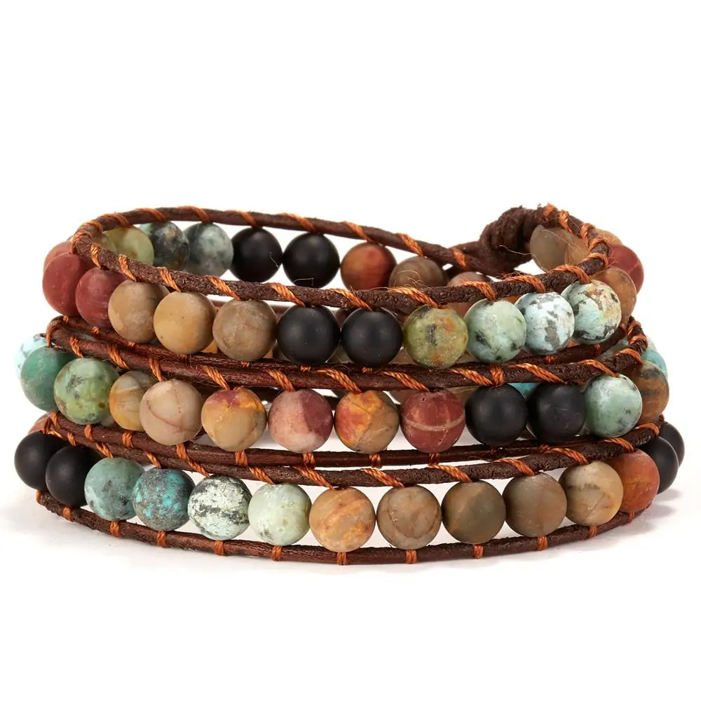 

Rinhoo Vintage Hot 7 Chakra Bracelet For Men Women Natural Stone Yoga Beads Bracelets Boho Handmade Wrap Rope Bracelets Jewelry