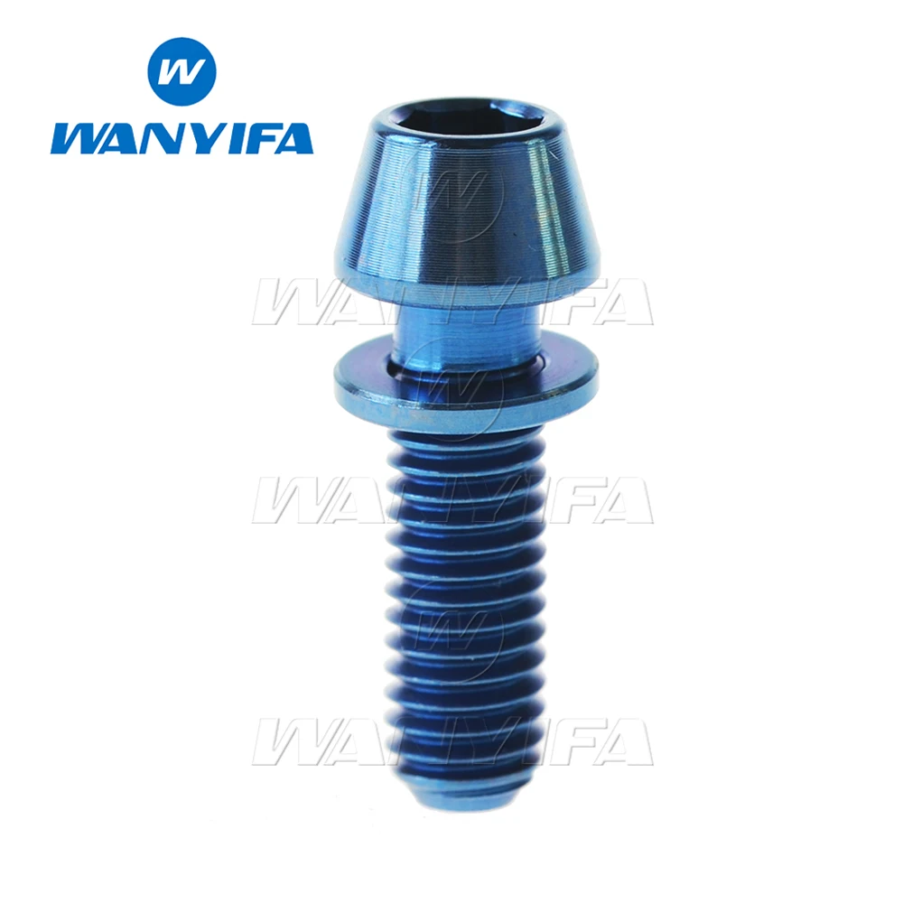 Wanyifa Titanium Bolt M5x16 M5x18 M5x20mm Conical Head Screws with Washer for Bicycle Stems|Дверные зажимы из нержавеющей