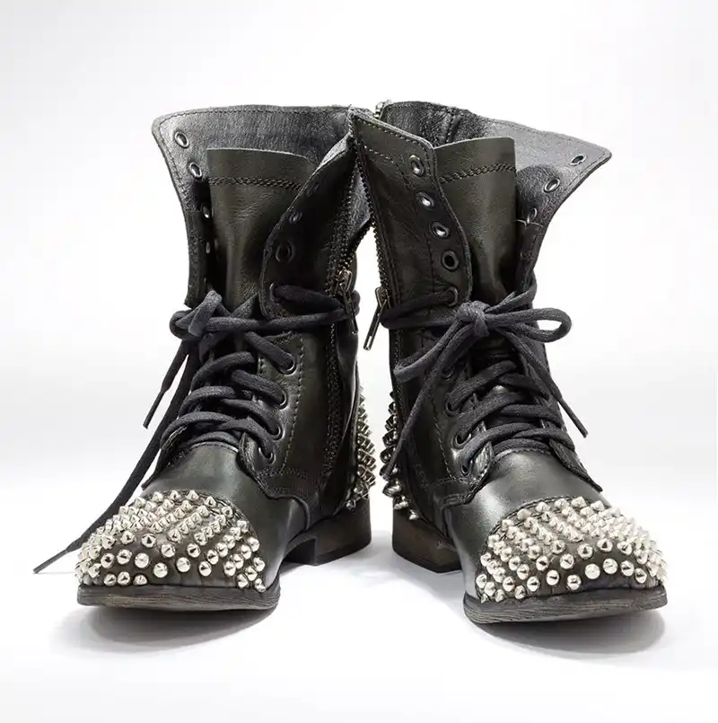women's lace up combat boots black
