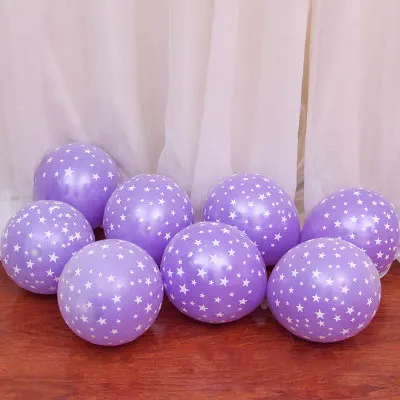 10 шт 12 дюймовые прозрачные голубые розовые латексные гелиевые шары со звездами для детского дня рождения принадлежности для украшения свадебной вечеринки игрушки - Цвет: Light Purple
