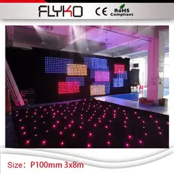 3X8 м P100mm полноцветный светодиодный свет frieproof бархатный занавес стены DJ большой концерт партии шоу под занавес