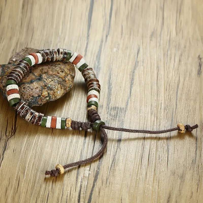 Holiday Natural Stone Beaded Bracelets for Men Women Adjustable Length Multi Color Beads Casual Male Jewelry Rope Pulseira beaded bracelet