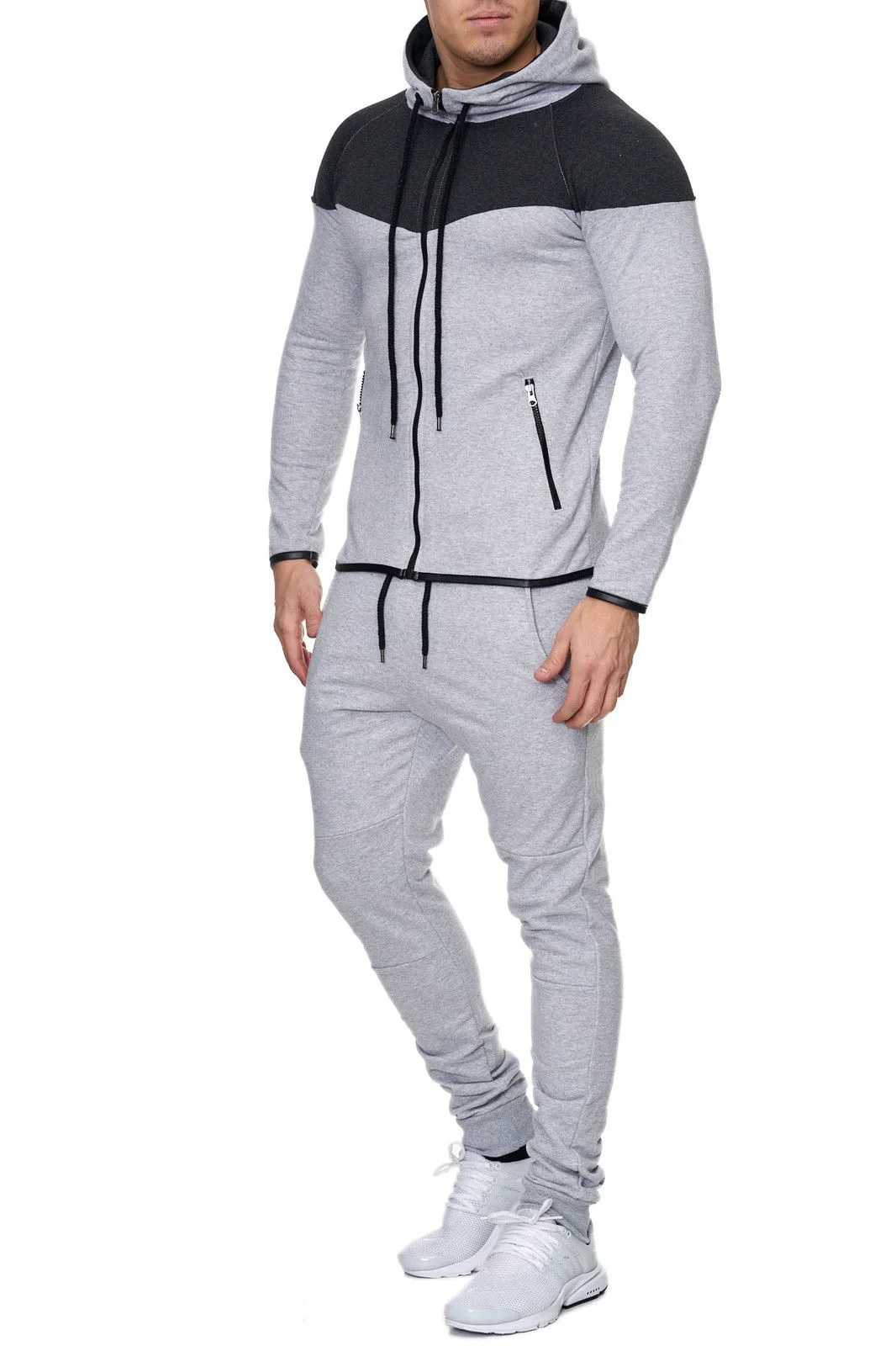 ZOGAA Mens Track Suit Casual 2 Piece Set Fashion Color Block Hooded Sportswear Sweatsuit For Male Survetement Men Sportsuit ZOGAA Mens Track Suit Casual 2 Piece Set Fashion Color Block Hooded Sportswear Sweatsuit For Male Survetement Men Sportsuit