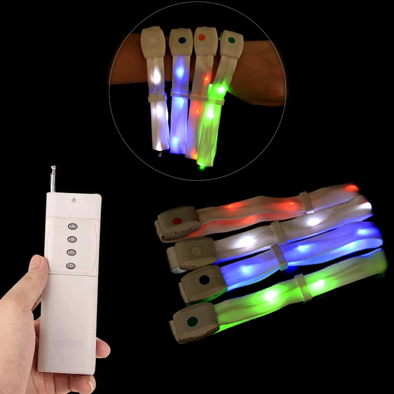 

100PCS Remote Control Concert Flashing LED Bracelet Nylon LED Wristbands for Party Night Clubs Events