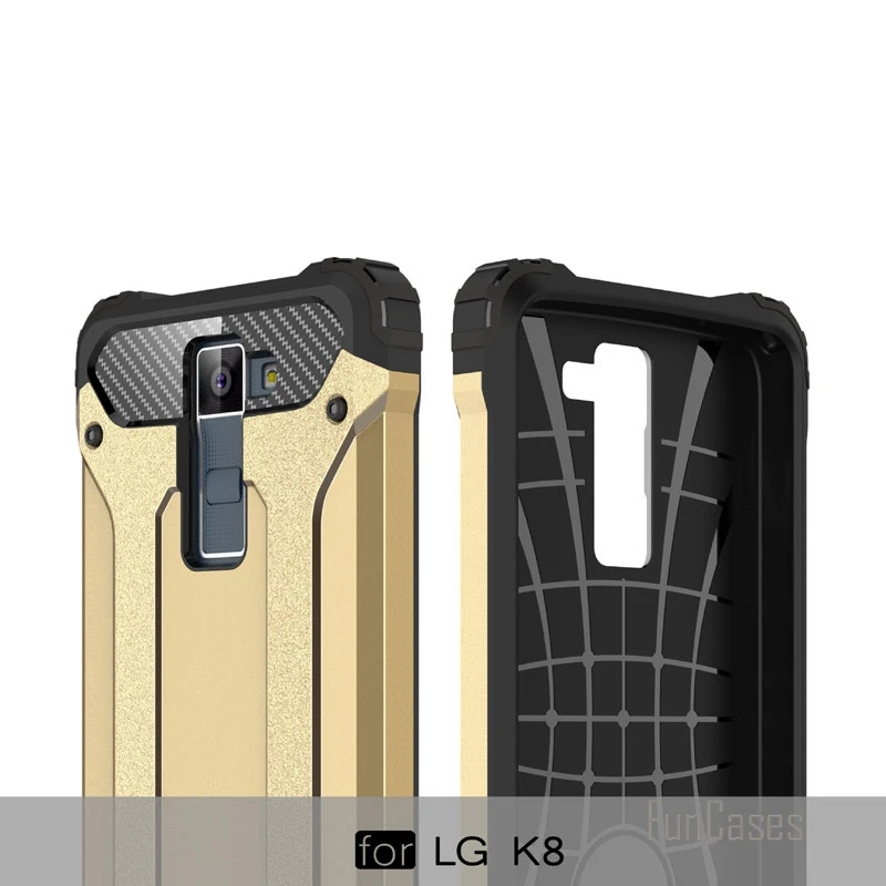 For LG K8 case plastic + silicone hybrid shock proof K8 armor cases for LG K8 K350N dual layer heavy duty phone case cover capa