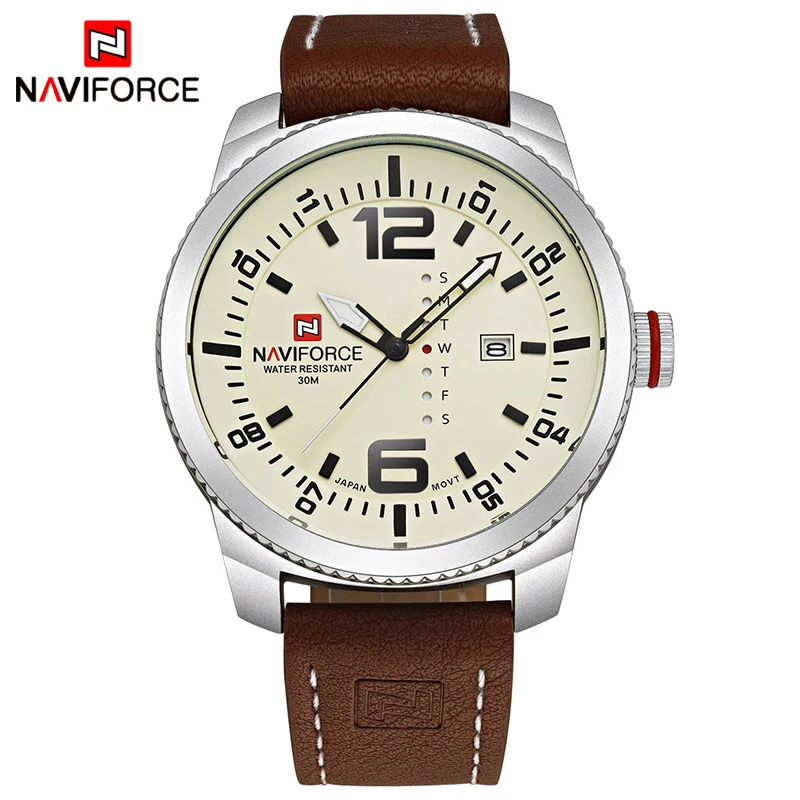 Achat 2019 Top luxe marque NAVIFORCE hommes militaire sport montres hommes Quartz Date horloge homme en cuir montre bracelet Relogio Masculino