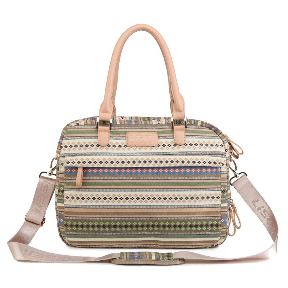 13" 14" 15" Women Bohemia Bag Zipper Canvas Shoulder Bag Shockproof Laptop Messenger Bag Notebook Sleeve Briefcase for Macbook