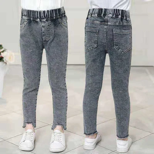 Slim Girls Jeans Pants For Kids 3 6 8 12 Years Autumn Spring Children Girl Pants Solid Color Durable Baby Girls Jeans Pants - Цвет: 1