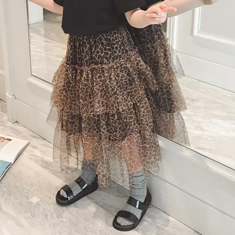 Юбка пачка для девочек вечерние юбки леопарда танцевальных представлений