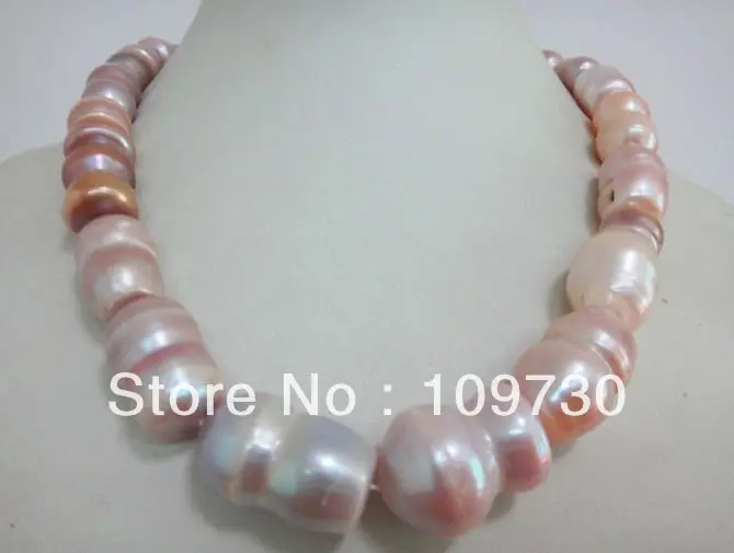 

Jewelry 0012204 HUGE 18"19-25MM SOUTH SEA GENUINE GOLD LAVENDER MULTICOL PEARL NECKLACE 14KGP