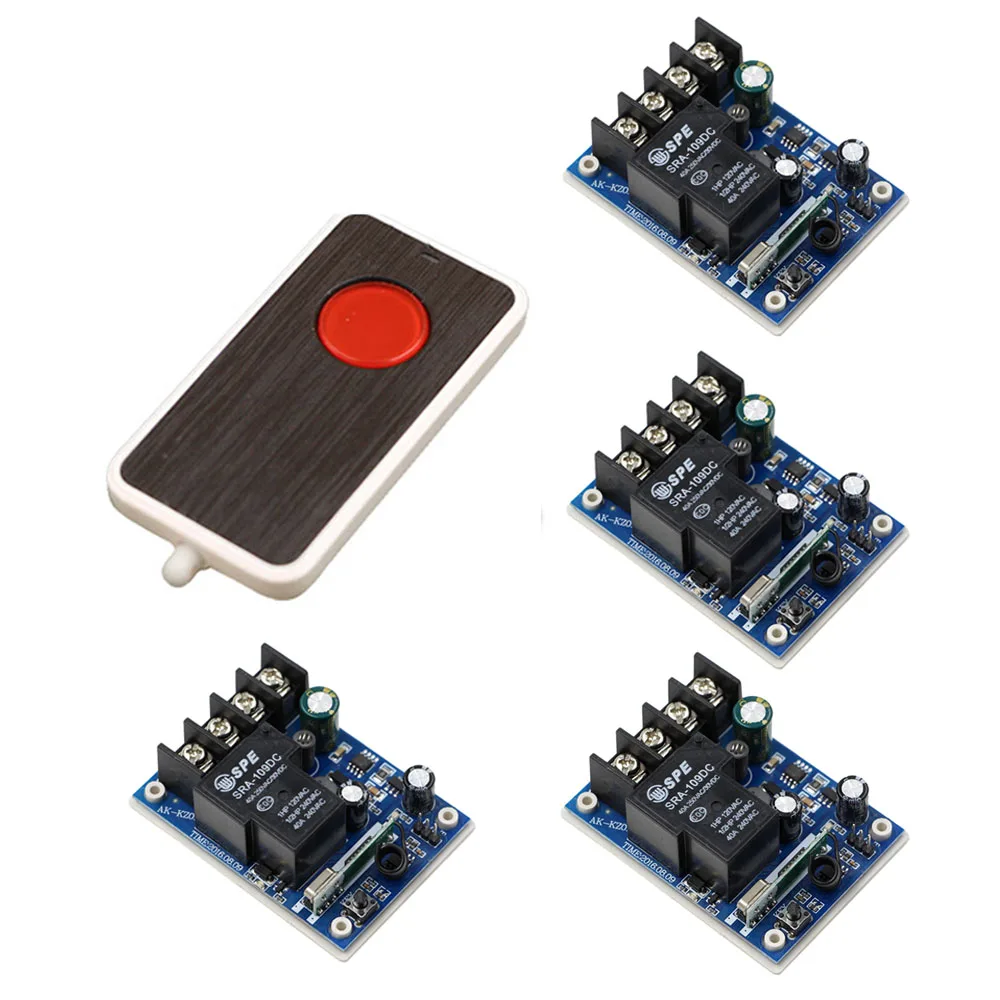 New Arrival Wide Voltage DC12V - 48V 30A 1CH Wireless Remote Control Switch Transmitter+4* Receivers for Smart Home 315/433mhz New Arrival Wide Voltage DC12V - 48V 30A 1CH Wireless Remote Control Switch Transmitter+4* Receivers for Smart Home 315/433mhz